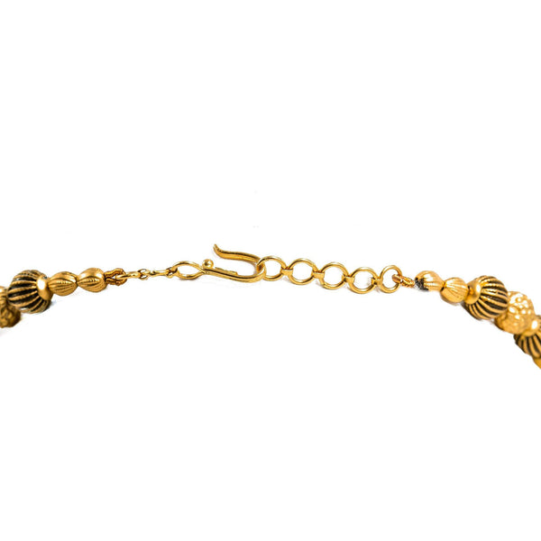 22K Yellow Gold Necklace & Chandbali Earrings Set W/ Pearls & Hallow Textured Beads - Virani Jewelers |  22K Yellow Gold Necklace & Chandbali Earrings Set W/ Pearls & Hallow Textured Beads for ...