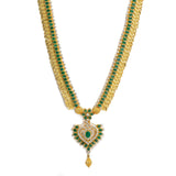 22K Yellow Gold Necklace & Earrings Set W/ Emeralds, CZ Gems & Large Heart Pendants - Virani Jewelers |  22K Yellow Gold Necklace & Earrings Set W/ Emeralds, CZ Gems & Large Heart Pendants for ...