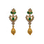 22K Yellow Gold Necklace & Earrings Set W/ Emeralds, CZ Gems & Large Heart Pendants - Virani Jewelers