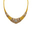 22K  Multi Tone Gold Necklace & Earrings Set W/ CZ Gems, Jointed Frame & Laser Cut Flowers - Virani Jewelers