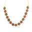 22K Yellow Gold Necklace & Stud Earrings Set W/ Rubies & Sapphires on Large Flower Pendants - Virani Jewelers