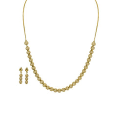 22K Yellow Gold Beaded Necklace & Earrings Set W/ Large Textured Yellow Bead Balls - Virani Jewelers