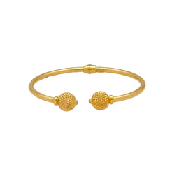 22K Yellow Gold Open Bangle W/ Facing Ball Accents - Virani Jewelers
