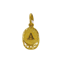 22K Yellow Gold Oval Pendant W/ Letter "A" - Virani Jewelers