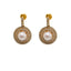 22K Yellow Gold Pearl Necklace & Earrings Set W/ Pearls, CZ Gems & Round Eyelet Accents - Virani Jewelers