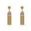 An image of the dangle 22K gold earrings with uncut diamonds and pearls from Virani Jewelers.