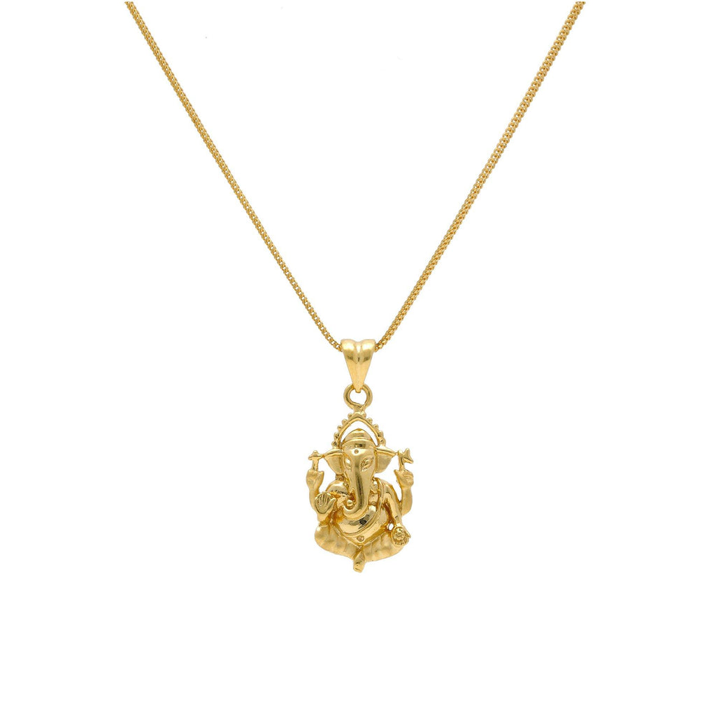 An image of a 22K gold Ganesh Indian pendant from Virani Jewelers. | Keep your culture and your religion close to your heart with this Ganesh Indian pendent from Vira...