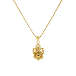 An image of a 22K gold Ganesh Indian pendant from Virani Jewelers.