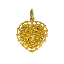22K Yellow Gold Heart Pendant W/ Hollow Fenced Design - Virani Jewelers