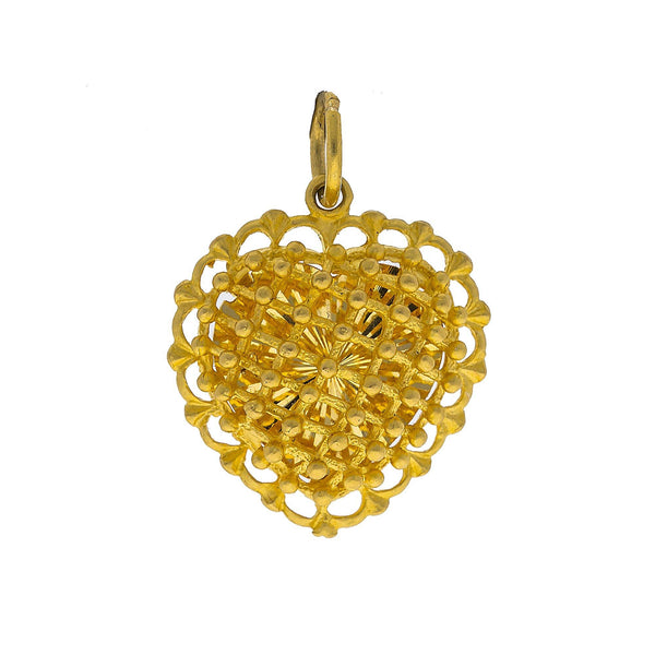 22K Yellow Gold Heart Pendant W/ Hollow Fenced Design - Virani Jewelers | 


Bring in the love all year round with the beautiful facets of this 22K yellow heart pendant fr...