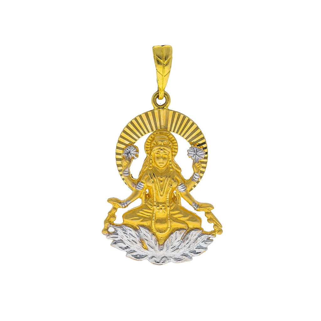 22K Multi Tone Gold Laxmi Pendant W/  Ribbed Halo - Virani Jewelers | 


Explore the beauty of religious symbols with this fine 22K multi tone gold haloed Laxmi pendan...