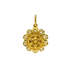 22K Yellow Gold Flower Pendant W/ Layered Faceted Design - Virani Jewelers