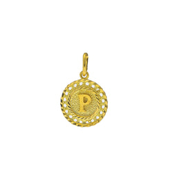 22K Yellow Gold Initial 'P' Pendant W/ Round Frame - Virani Jewelers