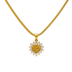 22K Yellow Gold & CZ Stone Letter "G" Heart Pendant - Virani Jewelers