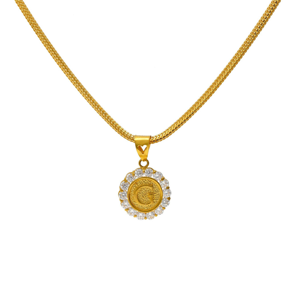 22K Yellow Gold & CZ Stone Round "G" Pendant - Virani Jewelers | 
Our 22K Yellow Gold & CZ Stone Letter 