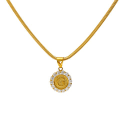 22K Yellow Gold & CZ Stone Round "G" Pendant - Virani Jewelers