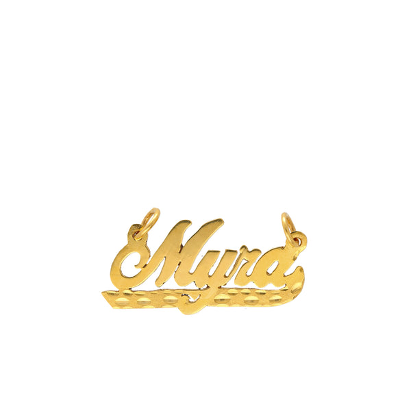Custom 22K Gold Nameplate Pendant | You can never go wrong with a classic 22K gold nameplate pendant from Virani! Complete the look w...
