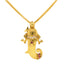 22K Yellow Gold and Ruby Ganesh Pendant w/ CZ stones
