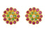 22K Yellow Gold Pendant Necklace & Earrings Set W/ Rubies, Emeralds, CZ & Confetti Design - Virani Jewelers
