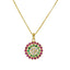 22K Yellow Gold Pendant Necklace & Earrings Set W/ Rubies, Emeralds, CZ & Confetti Design - Virani Jewelers