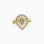 22K Yellow Gold Ring W/ CZ Gems & Open Teardrop Design - Virani Jewelers