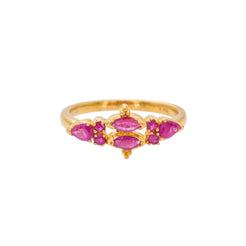 22K Yellow Gold Ruby Ring W/ Elegant Horizontal Prong Set Design - Virani Jewelers