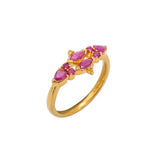 22K Yellow Gold Ruby Ring W/ Elegant Horizontal Prong Set Design - Virani Jewelers | Rubies and vintage design brings together the overall feel of this elegant 22K yellow gold ring f...