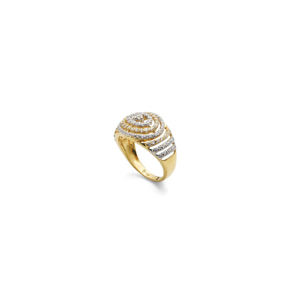 22K Yellow Gold CZ Ring W/ Rising Circular Gemstone Design - Virani Jewelers | 



Enjoy the delicate beauty of subtle gemstone accessories such as this women’s 22K yellow gold...
