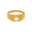 22K Yellow Gold Unisex Geometric Pearl Ring
