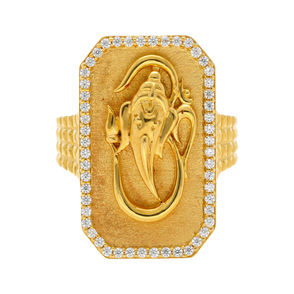 22K Gold Ring with Lord Ganesha Size 8.5 Virani Jewelers