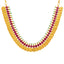 An image of the 22K gold necklace with ruby and emerald embellishments from Virani Jewelers.