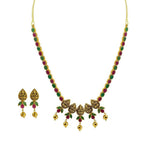 22K Yellow Gold Set Necklace & Earrings W/ Rubies, Emeralds & Pear-Shaped Laxmi Coins - Virani Jewelers |  22K Yellow Gold Set Necklace & Earrings W/ Rubies, Emeralds & Pear-Shaped Laxmi Coins fo...