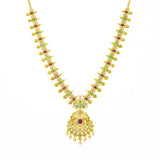 An image of the Bhavna 22K gold necklace from Virani Jewelers. | Be the most beautiful person in the room with this gorgeous 22K gold necklace set from Virani Jew...