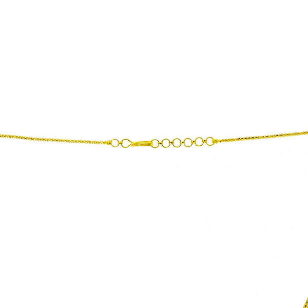 An image of the hook-in-eye clasp on the Sophia Beaded 22K gold necklace from Virani Jewelers. | Look stunning for any and every occasion with this show-stopping 22K gold necklace set from Viran...