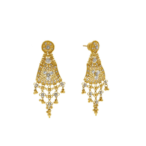 22K Yellow Gold Necklace with Temple shaped Earrings Set - Virani Jewelers | 


Class and elegance are what this dainty gold necklace exudes! Wear this V-Shape patterned 22K ...