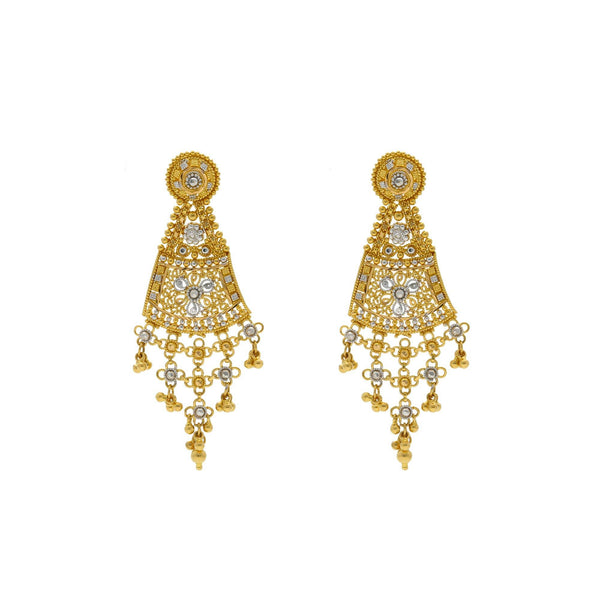 22K Yellow Gold Necklace with Temple shaped Earrings Set - Virani Jewelers | 


Class and elegance are what this dainty gold necklace exudes! Wear this V-Shape patterned 22K ...