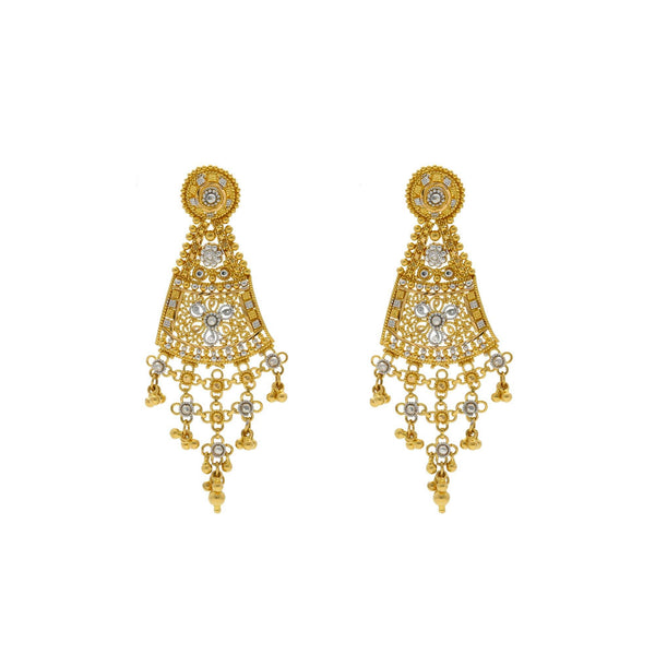 22K Yellow Gold Necklace with Temple shaped Earrings Set - Virani Jewelers | 


Class and elegance are what this dainty gold necklace exudes! Wear this V-Shape patterned 22K ...