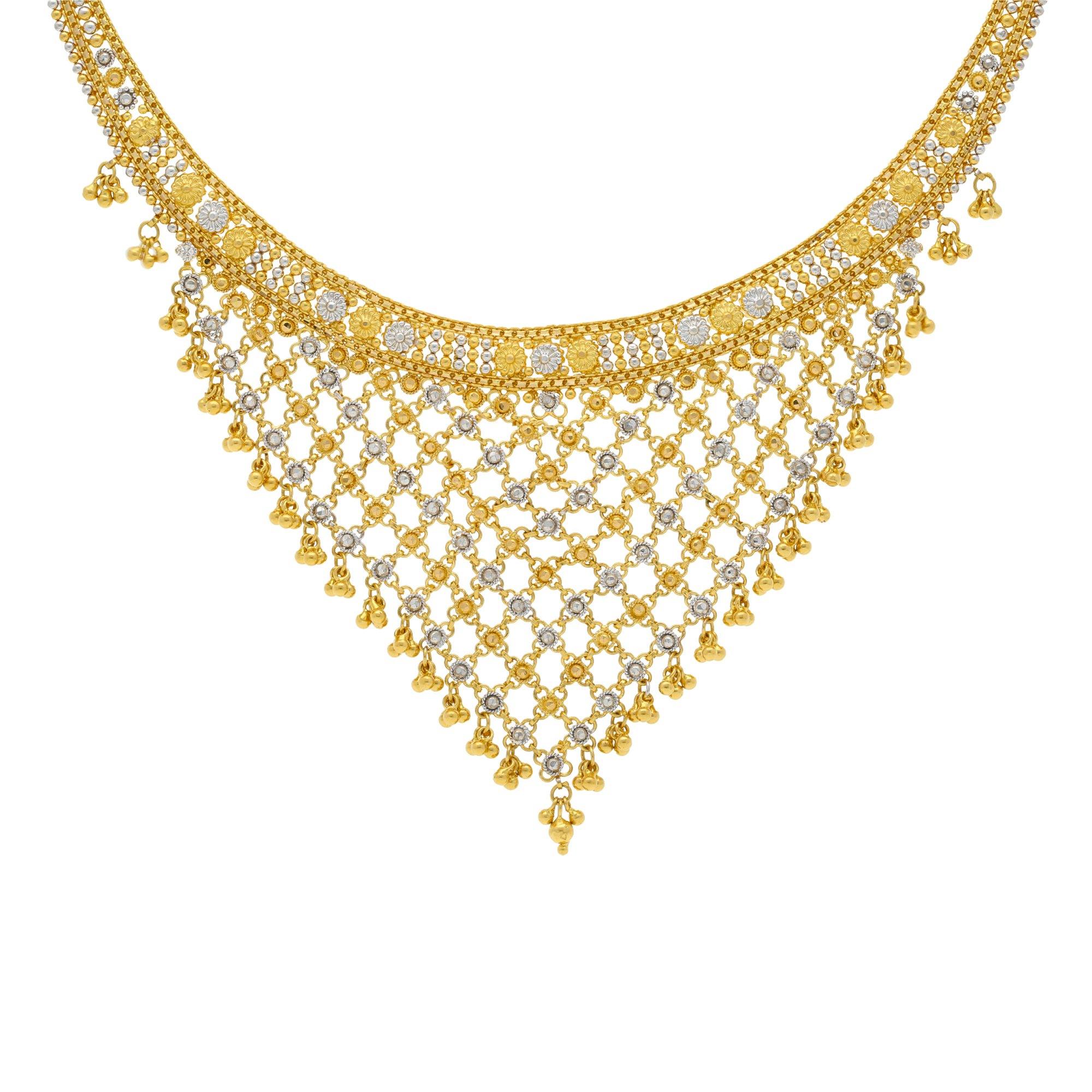 Gold necklace sales with earrings