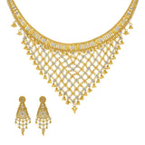 22K Yellow Gold Necklace with Temple shaped Earrings Set - Virani Jewelers | 


Class and elegance are what this dainty gold necklace exudes! Wear this V-Shape patterned 22K ...