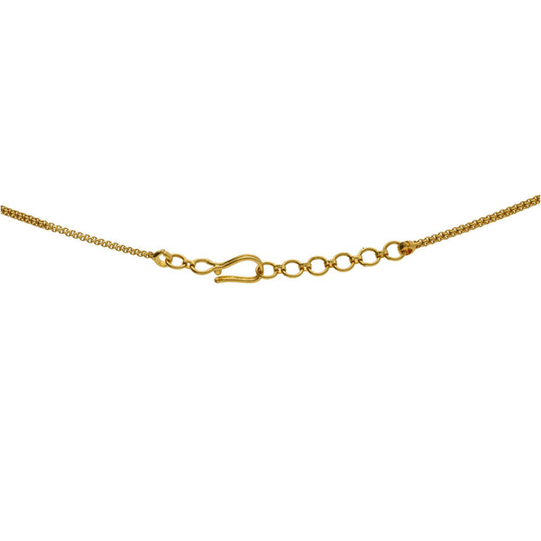 22K Yellow Gold Necklace with Temple shaped Earrings Set - Virani Jewelers | 


Class and elegance are what this dainty gold necklace exudes! Wear this V-Shape patterned 22K ...