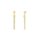 An image of a pair of 22K gold earrings with an Indian jewelry design from Virani Jewelers | This 22K yellow and white gold set from Virani Jewelers is an exquisite way to complement any for...