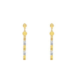 An image of a pair of 22K gold Indian earrings crafted by Virani Jewelers | This 22K yellow and white gold set from Virani Jewelers is an exquisite way to complement any for...