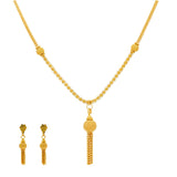 An image of the 22K gold tassel necklace set from Virani Jewelers. | Add some elegance to your daily attire with this beautiful 22K gold necklace set from Virani Jewe...