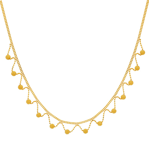 An image of the Virani Jewelers 22K gold necklace with glass blast gold beads. | Discover your new favorite 22K gold necklace set when you shop Virani Jewelers!

Crafted with Vir...