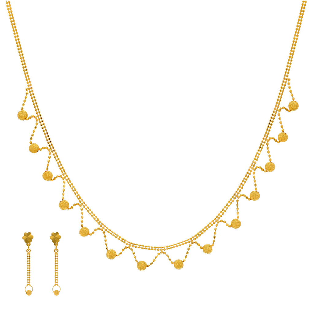 An image of the 22K gold necklace set with glass blast gold beads from Virani Jewelers. | Discover your new favorite 22K gold necklace set when you shop Virani Jewelers!

Crafted with Vir...