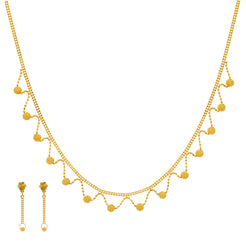 An image of the 22K gold necklace set with glass blast gold beads from Virani Jewelers.