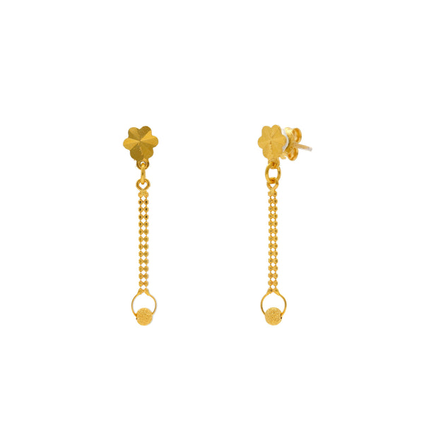 An image showing the post on the dangly Indian gold earrings from Virani Jewelers. | Discover your new favorite 22K gold necklace set when you shop Virani Jewelers!

Crafted with Vir...