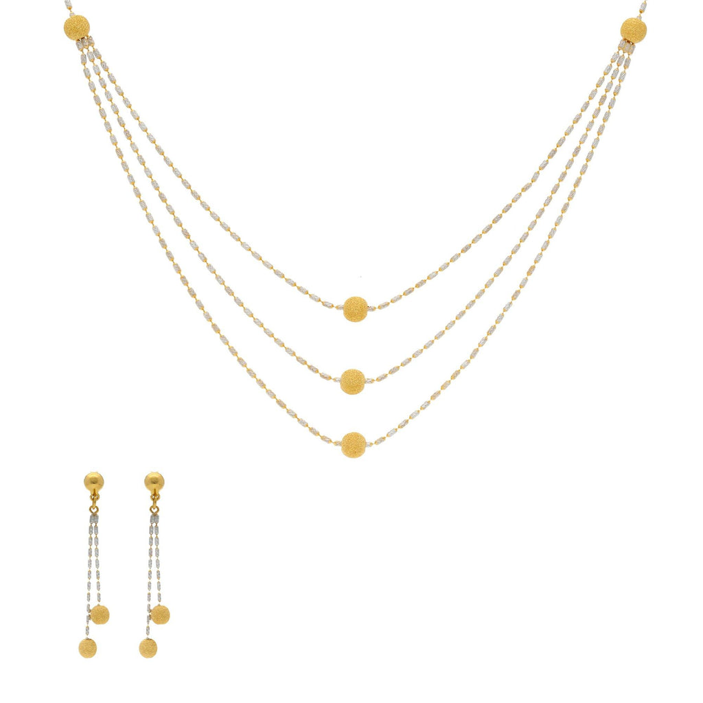 22K Gold Dazzling Singapore set w/ Earrings - Virani Jewelers | 


An uncommon yet alluring design, you are sure to consider this gorgeous and simple 22K gold ne...