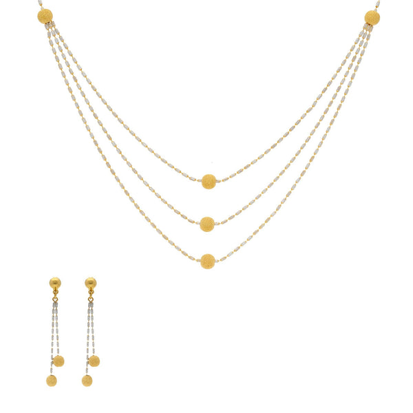 22K Gold Dazzling Singapore set w/ Earrings - Virani Jewelers | 


An uncommon yet alluring design, you are sure to consider this gorgeous and simple 22K gold ne...