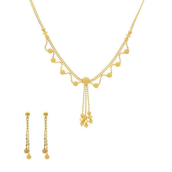 22K Yellow Gold Elegant Singapore set with Earrings - Virani Jewelers | 


Spread royal charm with this elegantly-styled necklace set in fine gold combination. Ramp up y...